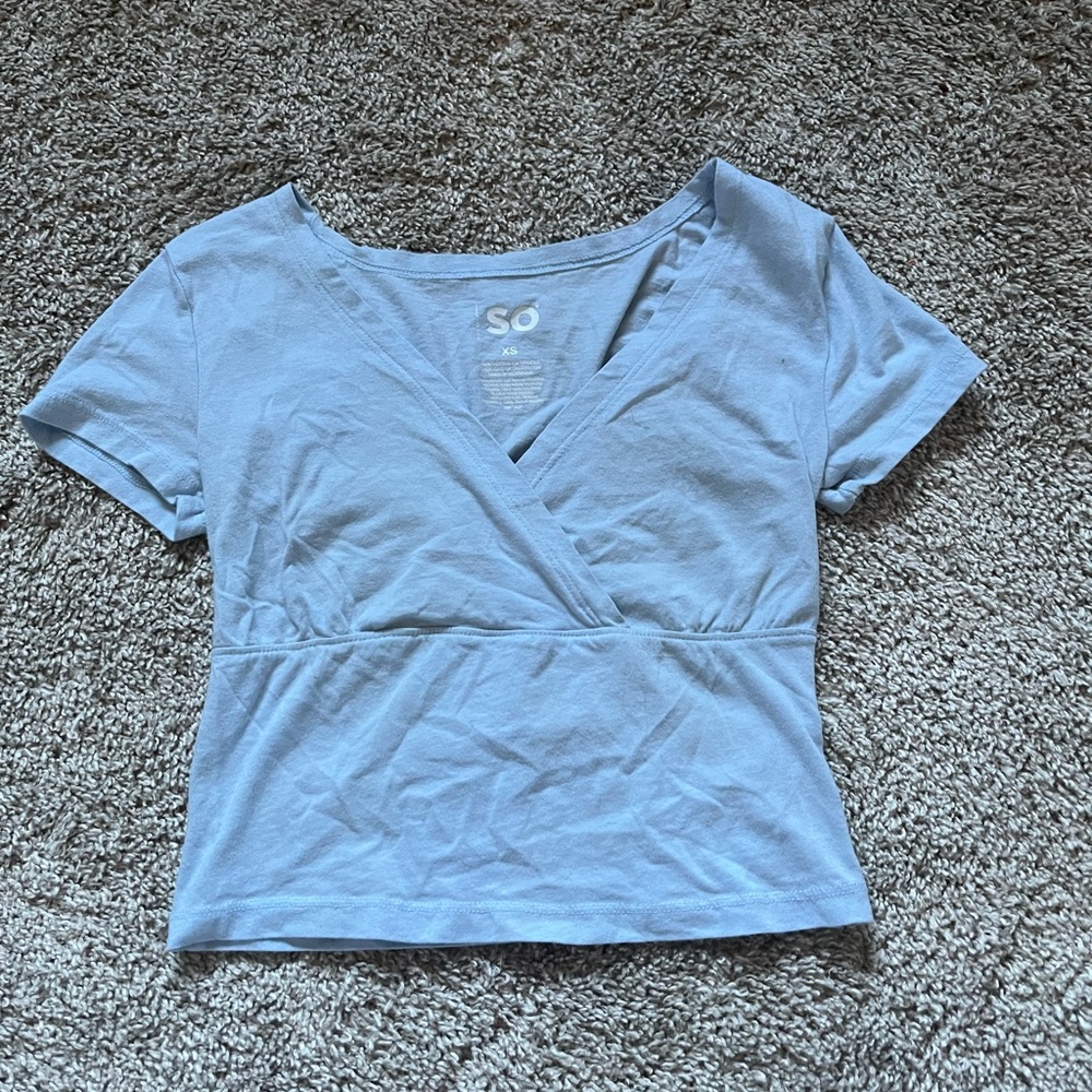 SO Women's Light Blue Wrap Top